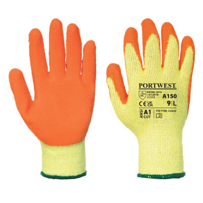 A150 - Klassisk Grip Handske – Latex - orange