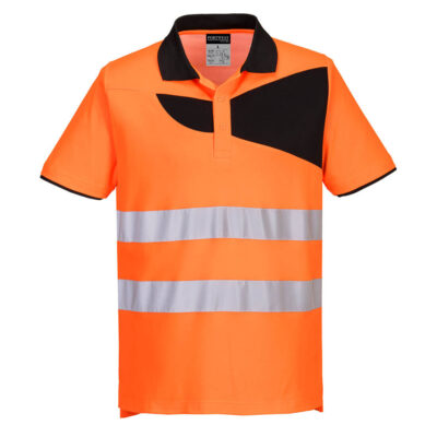 PW2 hi-vis polo korte ærmer - Orange/Sort