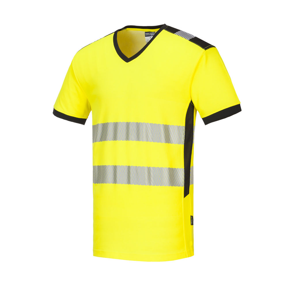 PW3 hi-vis v-hals t-shirts - Gul/Sort - Billede 2