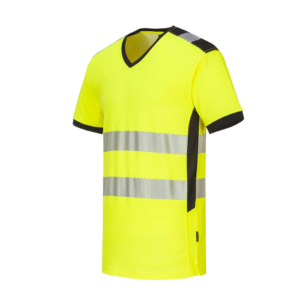 PW3 hi-vis v-hals t-shirts - Gul/Sort - Billede 3