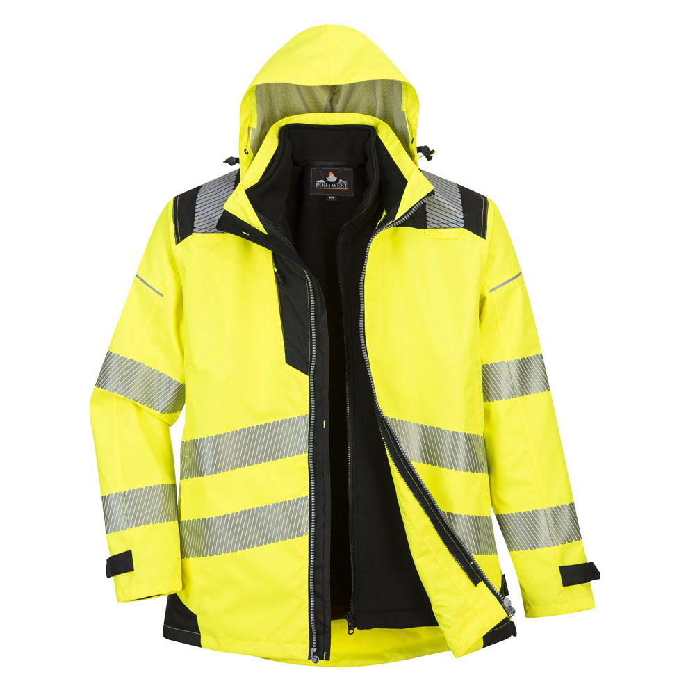 PW3 hi-vis 3-i-1 jakke - Gul/Sort - Billede 2