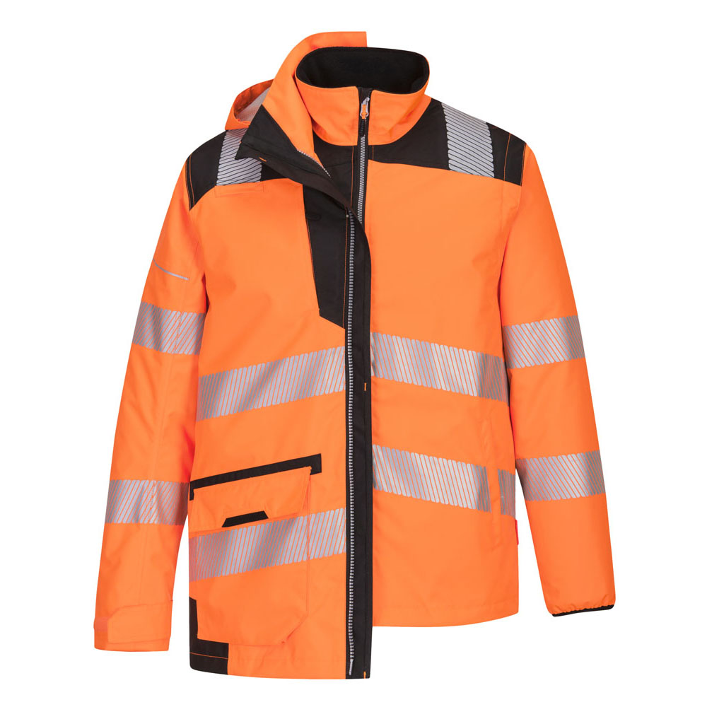 PW3 hi-vis 5-i-1 jakke - Orange/Sort - Billede 4