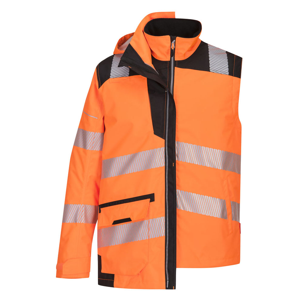 PW3 hi-vis 5-i-1 jakke - Orange/Sort - Billede 5