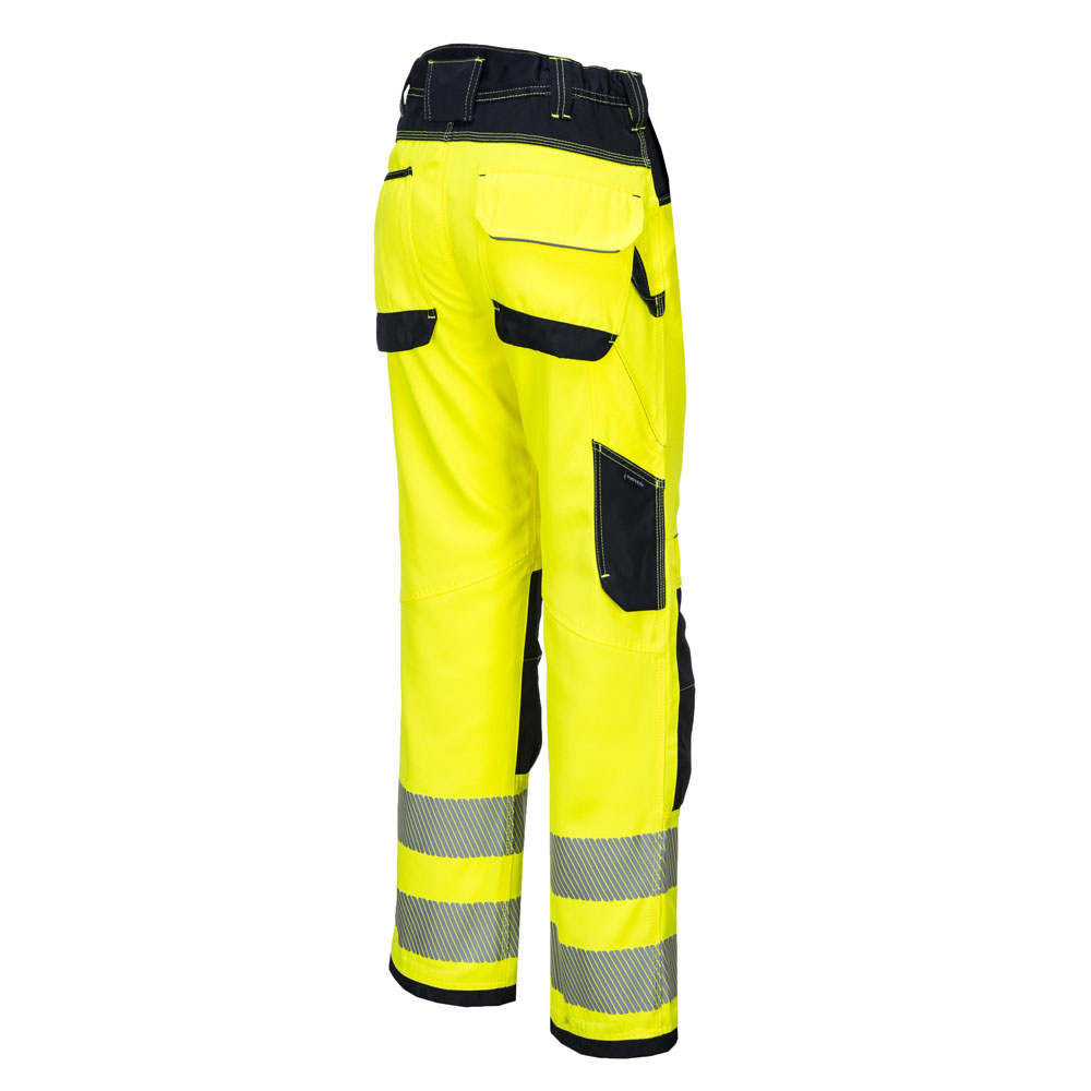 PW3 Hi-Vis dame stretch arbejdsbukser - Orange/Sort - Billede 3