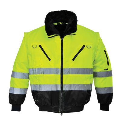 Hi-Vis 3 i 1 pilotjakke  - Gul/Sort