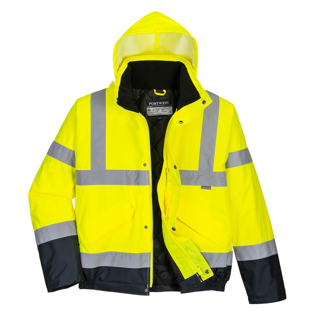 Hi-Vis 2 Farvet pilotjakke - Gul/Marine