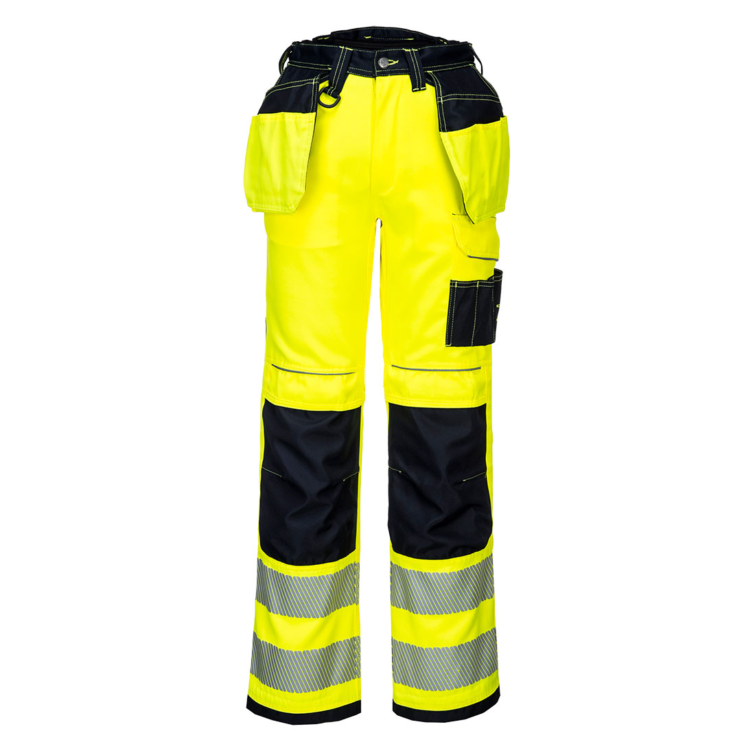 PW3 Hi-Vis bukser m/hængelommer - Gul/Sort
