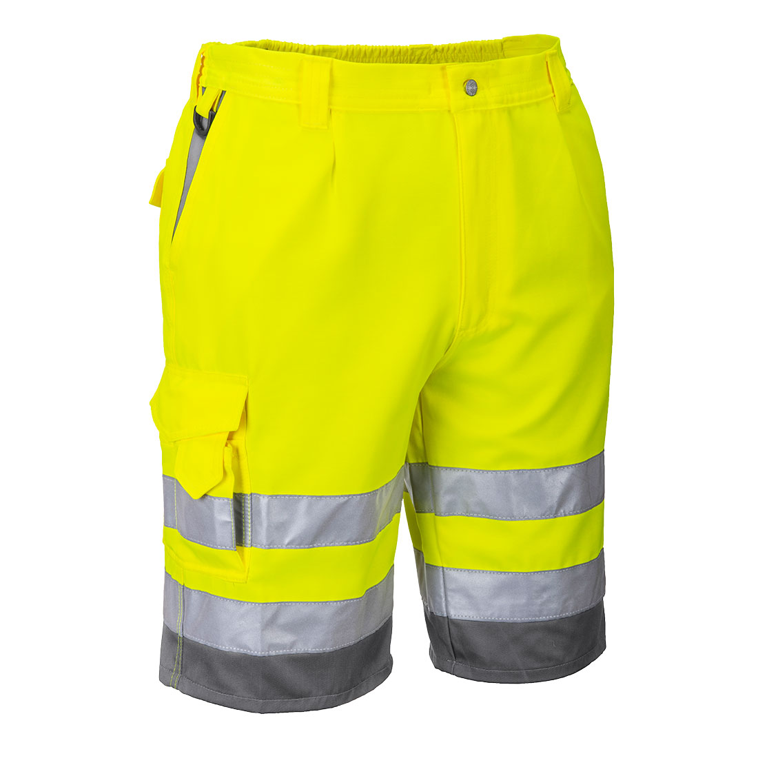 Hi-vis letvægts poly/bomulds shorts - Gul/Grå