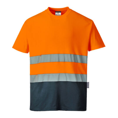 Tofarvet bomulds komfort t-shirt - Orange/Marine