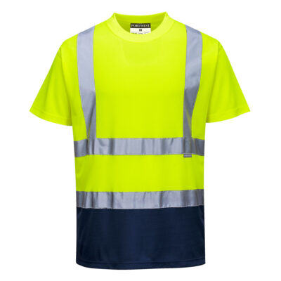 2-farvet T-shirt - Gul/Marine