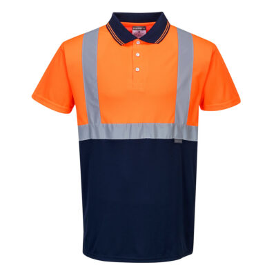 To-farvet polo - Orange/Marine