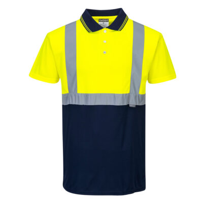 To-farvet polo - Gul/Marine
