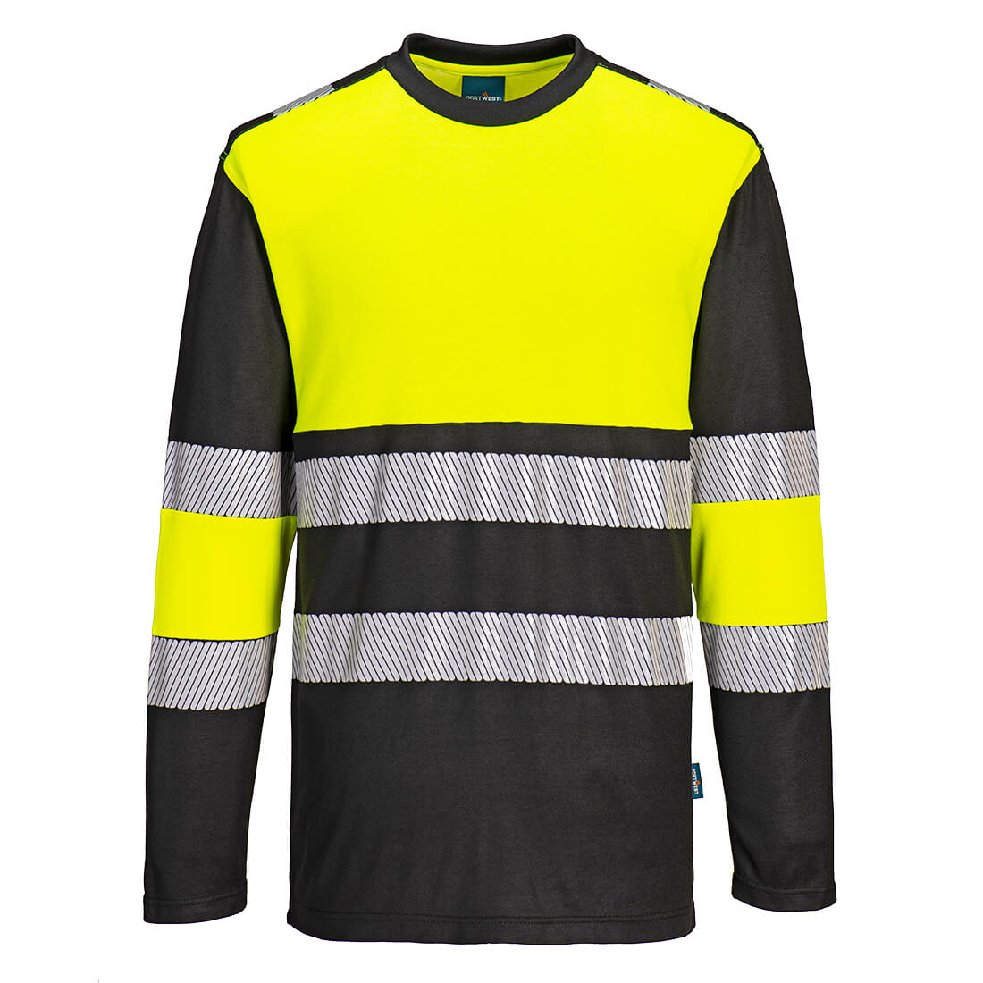 PW3 hi-vis kl. 1 T-shirt m- lange ærmer - Gul/Sort