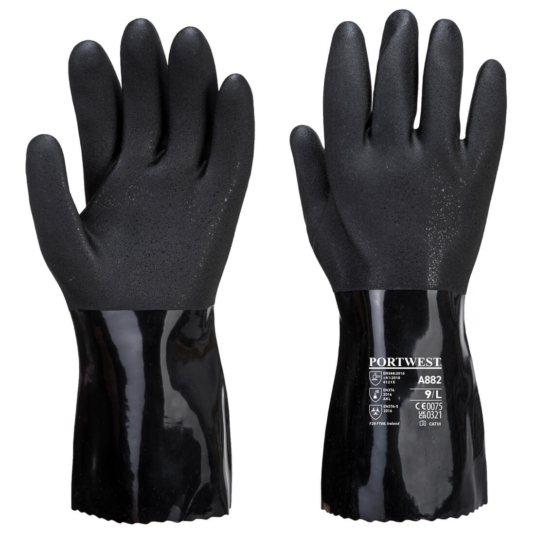ESD pvc kemi handske - Sort