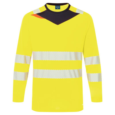 PW3 hi-vis langærmet t-shirt - Gul/Sort