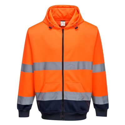 2 farvet lynlås cardigan sweat - Orange/Marine