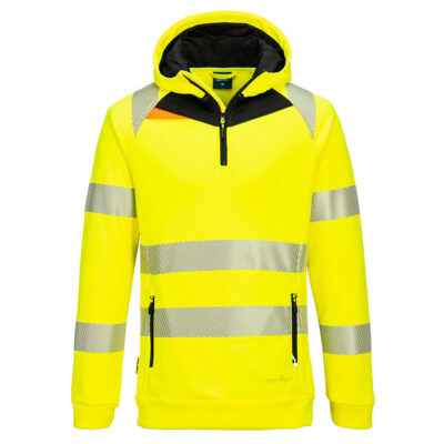 DX4 Hi-Vis hættetrøje med 1/4 lynlås - Gul/Sort