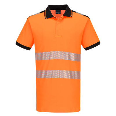 PW3 Hi-vis bomuld komfort polo med korte ærmer Orange/Sort