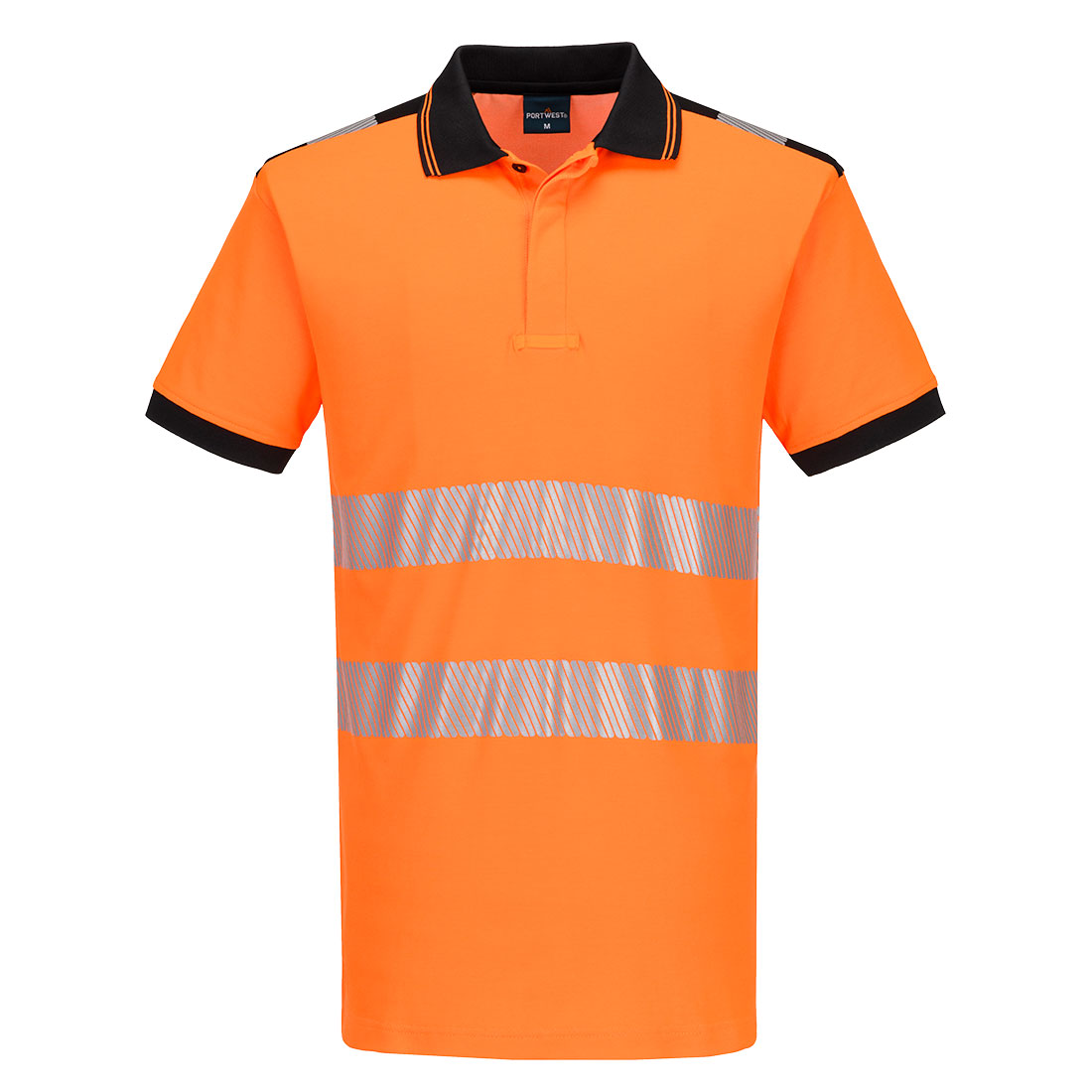PW3 Hi-vis bomuld komfort polo med korte ærmer Orange/Sort