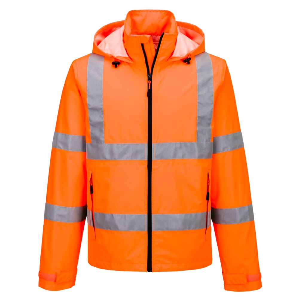 Hi-vis letvægtsjakke, sammenpakkelig Orange