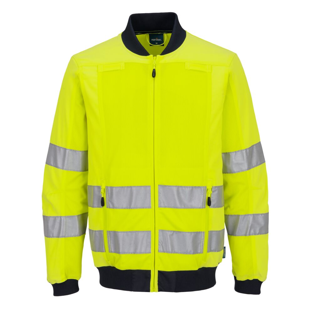 Hi-Vis arbejdsjakke med mesh panel Gul/Marine