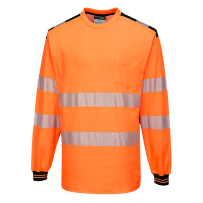 PW3 Hi-Vis Langærmet t-shirt - Orange/Sort